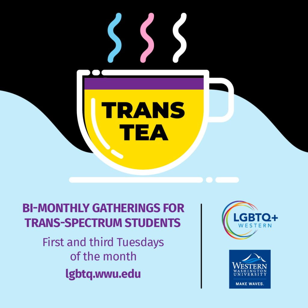 LGBTQ+ Western Trans Tea decorative flyer with text detailed in event description