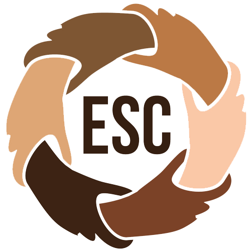 Ethnic Student Center logo, with hands in many skintone shades linking around the ESC acronym