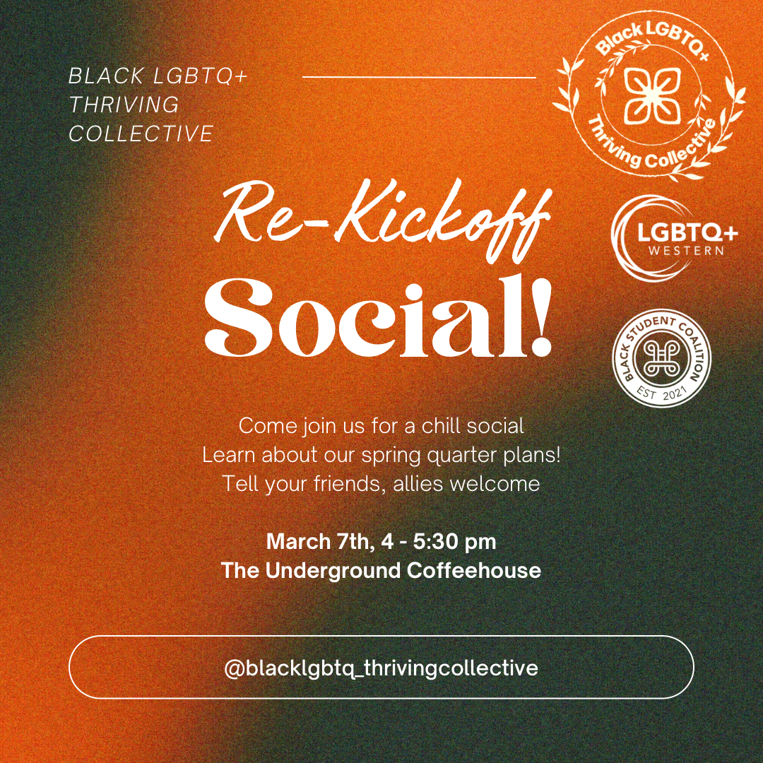 decorative event flyer advertising the Black LGBTQ+ Thriving Collective Re-Kickoff Social.