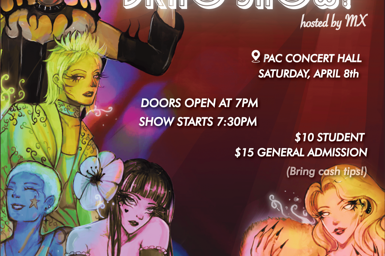 advertisement for an event titled WWU 31st Annual Drag Show on April 8 doors open at 7pm