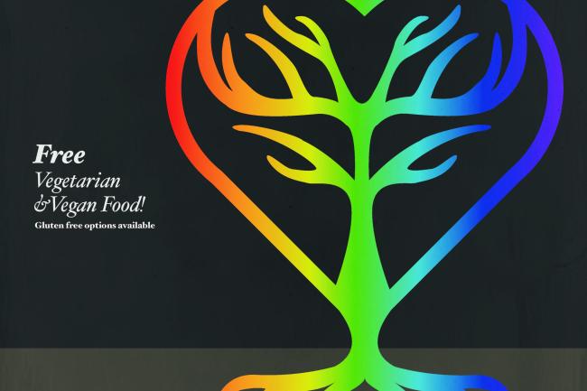 decorative flyer advertising the Generations of Pride Intergenerational LGBTQ+ Dinner